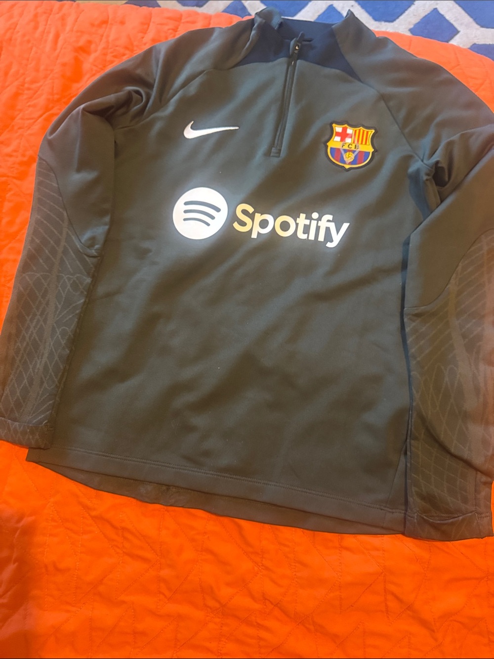 Nike Kids Black FC Barcelona Training Puffer Top with White Logos